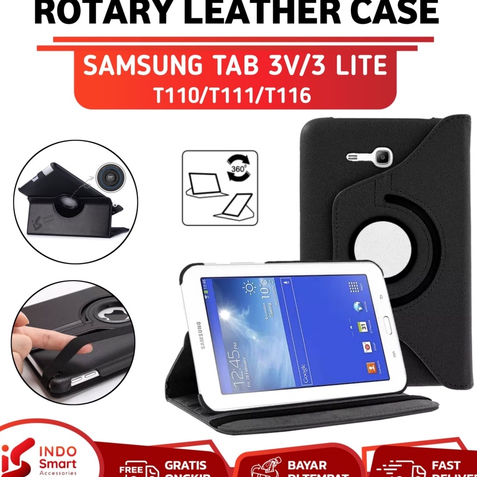 Terlaris Case Samsung Tab 3V / Samsung Tab 3 Lite / 7 inch T111 T116 Casing Flip Cover Rotary