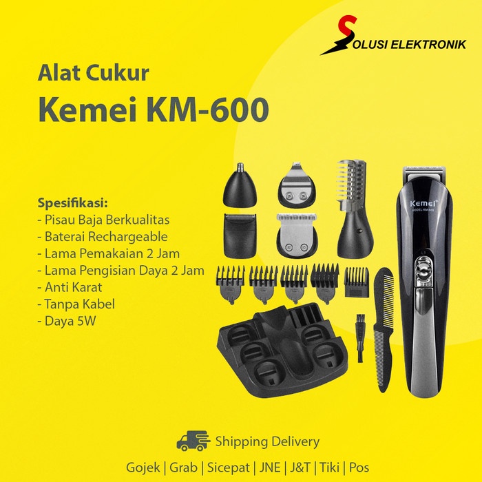 Kemei KM-600 Mesin Pencukur Elektrik Alat Cukur Potong Rambut Jenggot