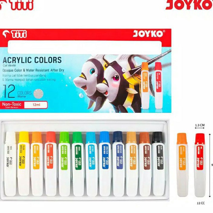 

Jual CAT ACRYLIC 12 WARNA JOYKO TITI / CAT AKRILIK JOYKO TITI Produk