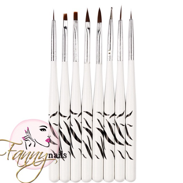 Import ✨Terbaik✨ 8pcs brush nailart nail art kuas melukis kutek gel 1 set brush liner gel polish 