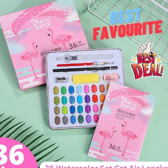 

Ready Stok Moraro Watercolor Paint Art Set Alat Cat Air Lengkap Kuas Lukis dan Buku Gambar 36 Warna