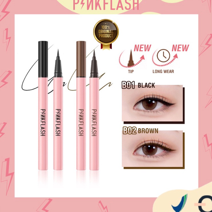 12.12 FLASH SALE [ORI BPOM] PINKFLASH Waterproof Liquid Eyeliner Pencil Anti Air Tahan Lama Pigmenta