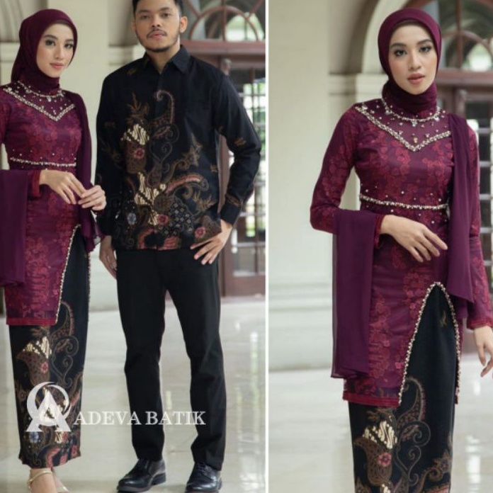 Termurah Couple Kebaya Modern Baju Wisuda Tunangan Lamaran Terbaru Baju Batik Brokat Couple hana 