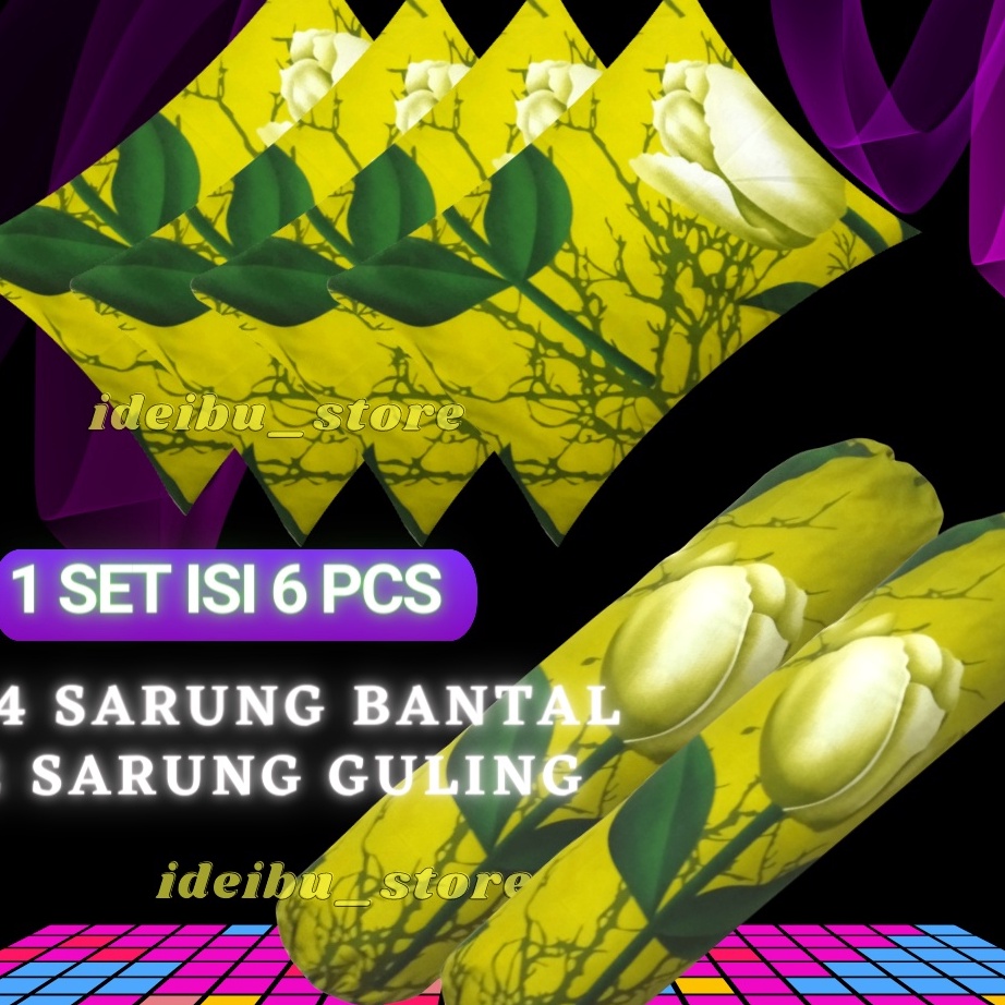 FSGM7814 Terbaru 3.3 1 set sarban sargul isi 6 pcs 4 sarung bantal 2 sarung guling sepasang murah se