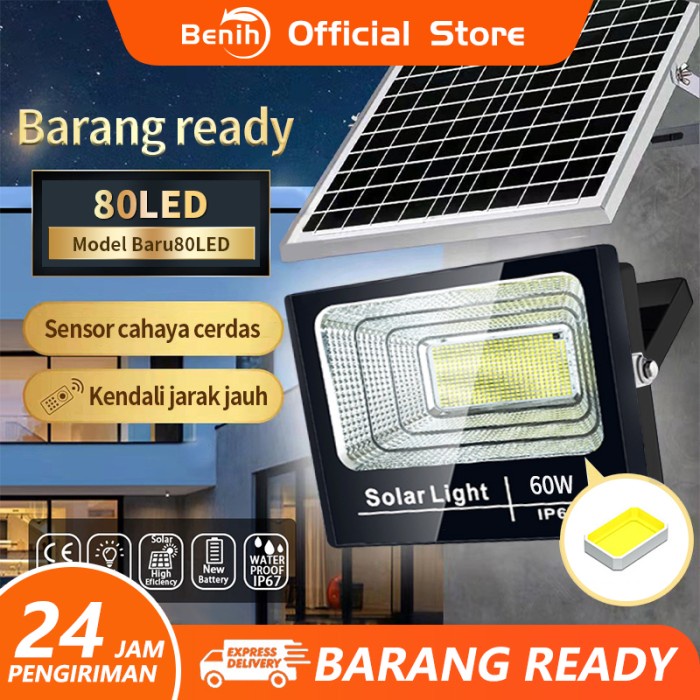 Lampu Taman Tenaga Surya 60W Tenaga Surya Dengan Sensor Cahaya Terbaru