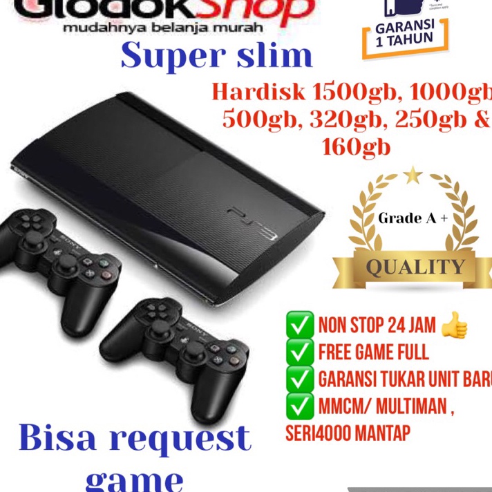 Sale PS3 SUPERSLIM ASLI SERI 4000 HDD 1000gb(1Tb), 500gb, 320gb, 250gb & 160gb