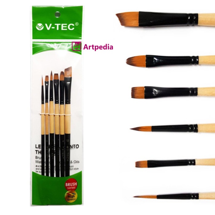 

V-Tec Brush A520 Set 6 / Kuas Lukis Set Isi 6