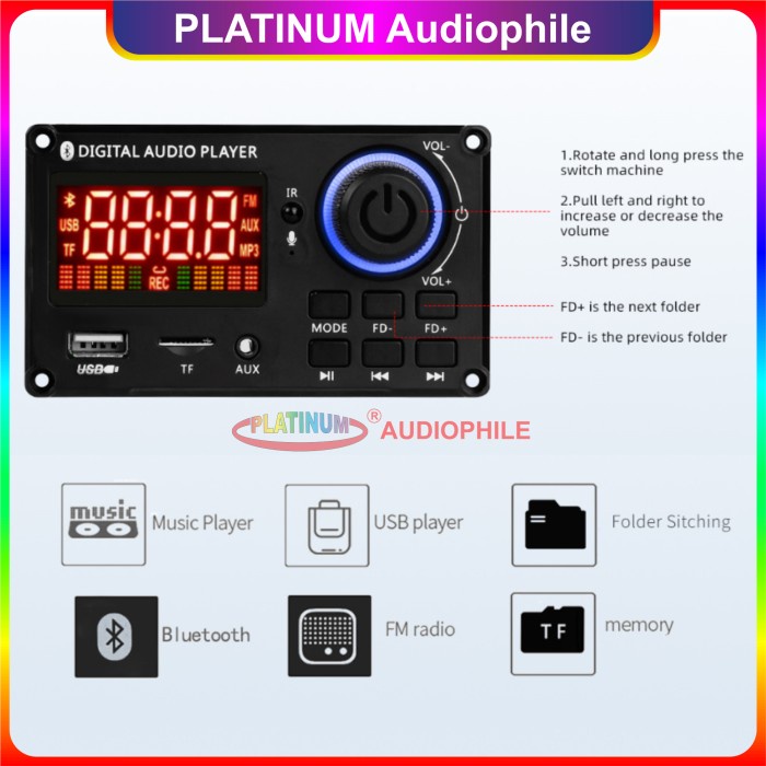 Modul MP3 Bluetooth Decoder TPA3116 D2 Stereo Class D Amplifier 100W
