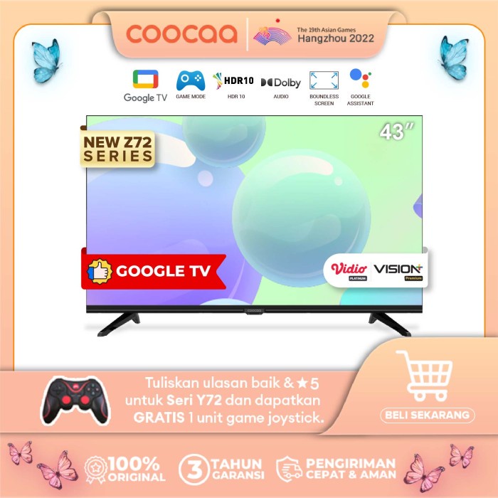 [Google TV] COOCAA 43 Inch Smart LED TV - Flicker Free (COOCAA 43Z72)