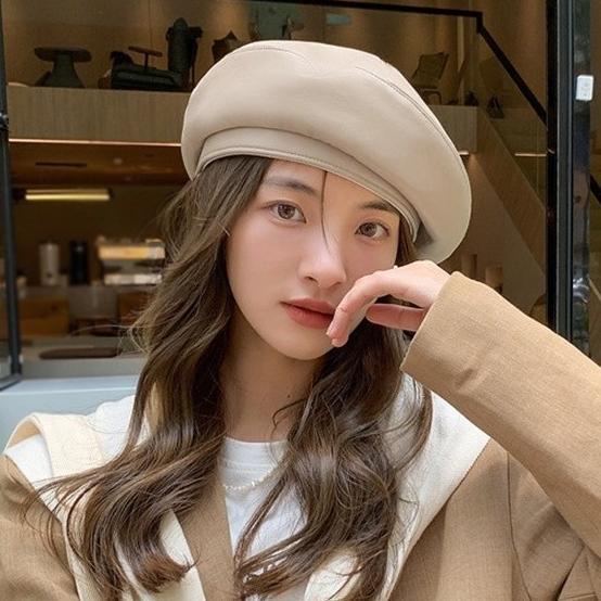Sale Topi Baret Beret Kulit Pu Leather Korea Import