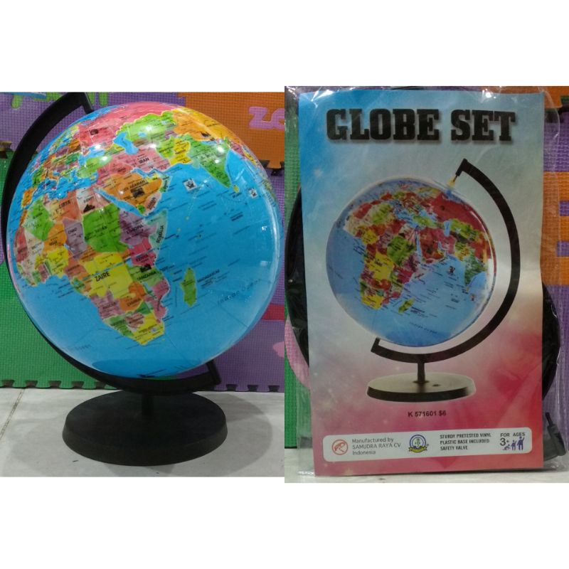 Mainan Balon Tiup Globe Edukasi Geografis Anak - Peta Dunia Globe Set