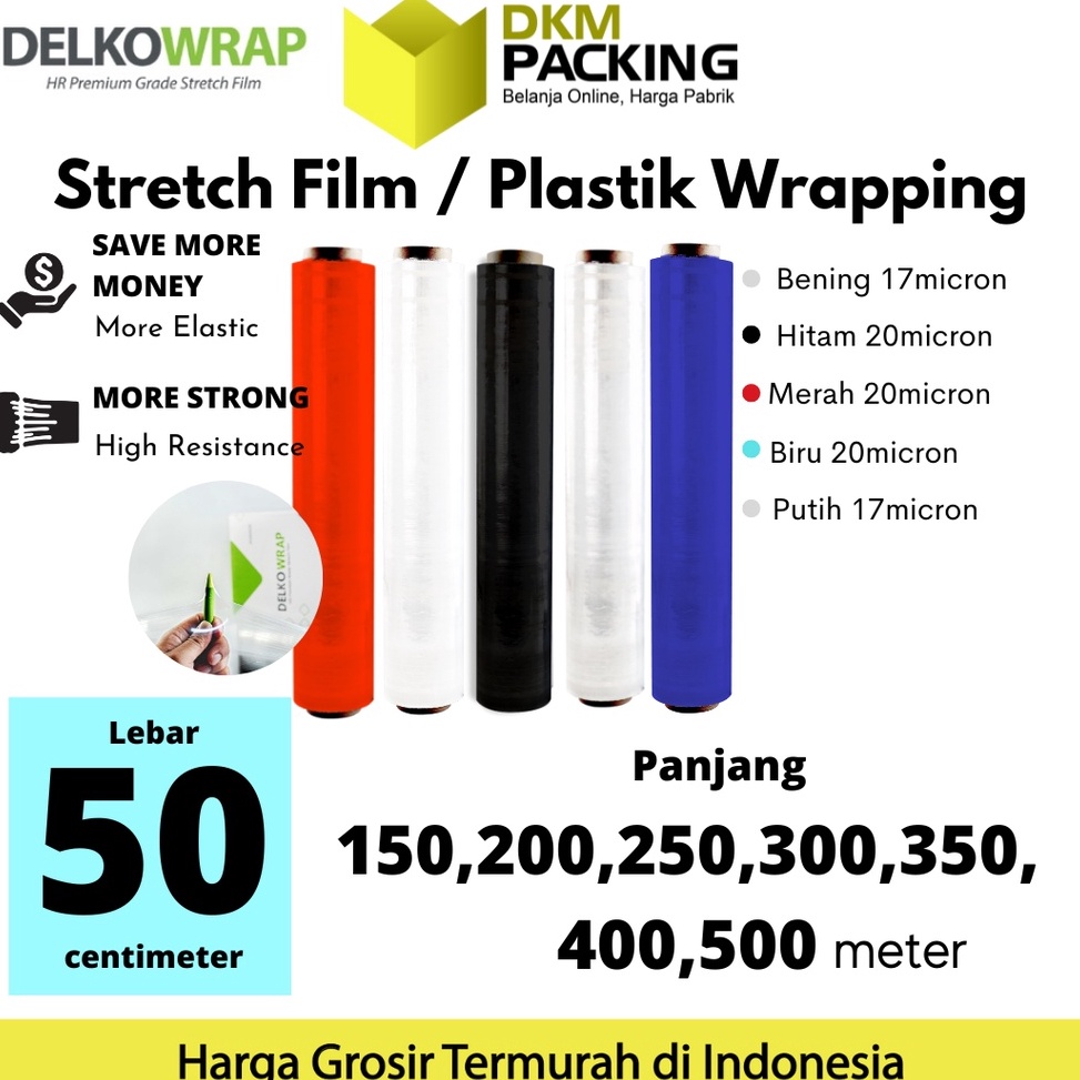 

COD Plastik Wraping Stretch Film 50cm x 300m DELKOWRAP WRAPPING TEBAL PREMIUM TERMURAH / SATUAN kdbm0