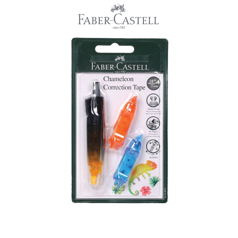 

↓ Faber Castell Correction Tape Chameleon + 2 Refill Bar Black ↔Murah