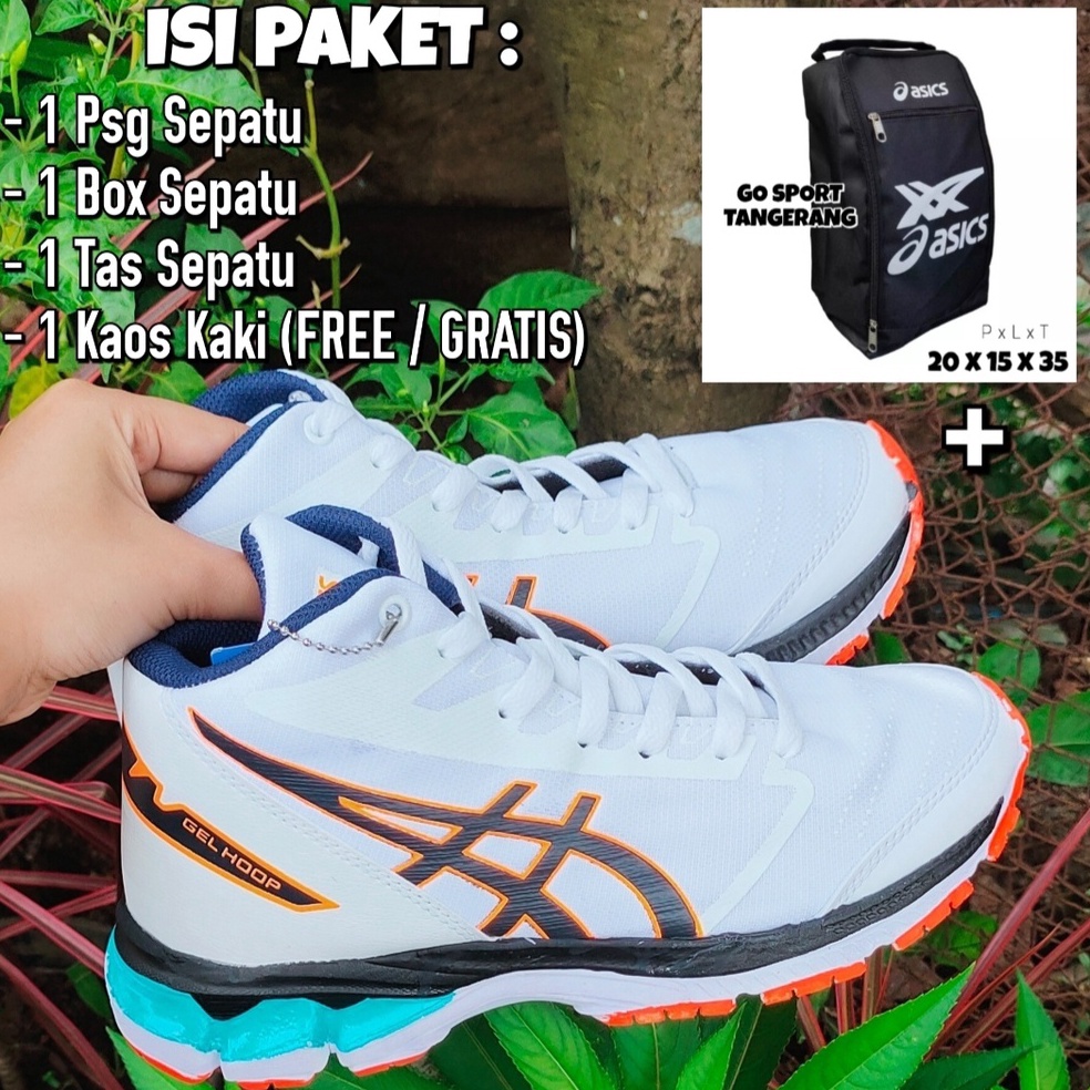 REKOMENDASI PAKET HEMAT SEPATU VOLI PRIA WANITA - WHITE ORANGE / SEPATU VOLLY MURAH / SEPATU VOLLEY