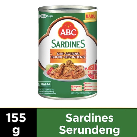 

High Quality ABC Sarden Siap Goreng Bumbu Serundeng 155 g - 1 kaleng