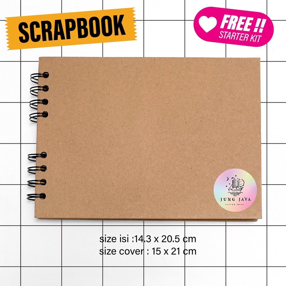 

Big Sale Jung Java hardcover scrapbook / album foto / buku gambar / buku tulis / notebook A5 14.3x20.5cm (isi) Free starter kit
