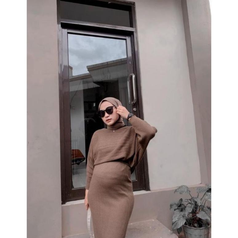 Murah [Premium] One Set Batwing Rajut // Setelan Rajut Batwing // One Set Knit Batwing Grosir