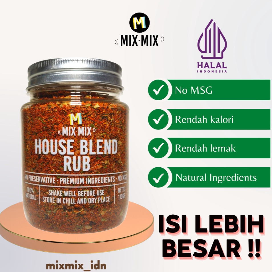 

Flash Sale Mixmix Bumbu Marinasi Serba Guna Rendah Lemak House Blend Rub Spices Cajun Seasoning BBQ Grill 110 GRAM