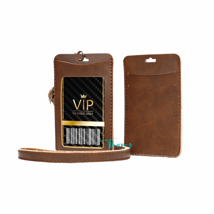 

DISKON ID Card Holder ERSHIKalung Holder Name Tag Kulit Souvenir Kantor