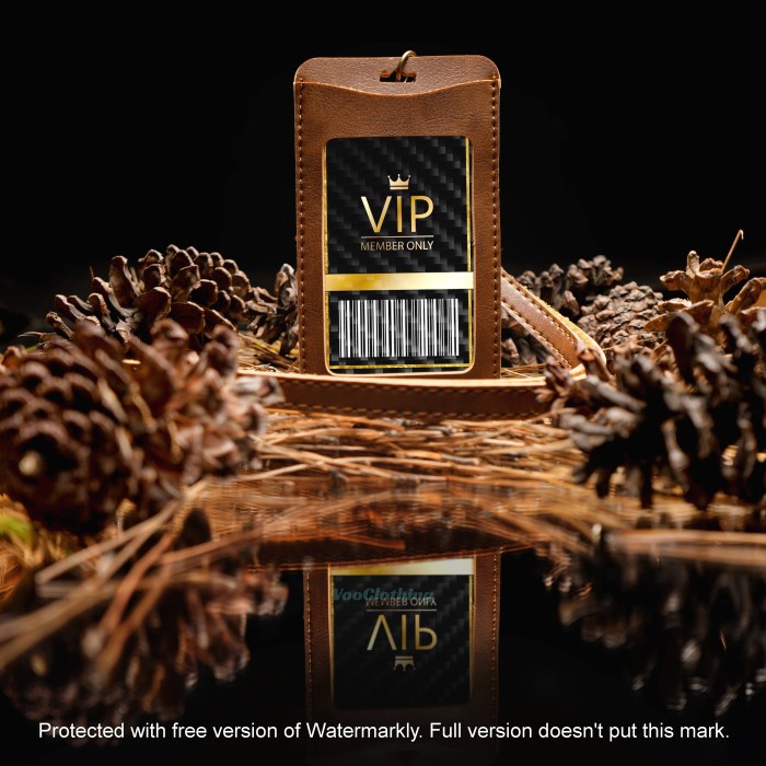 

DISKON Name Tag ID Card Holder Kulit Lanyard Kantor 3 Slot Kartu