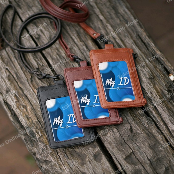 

HRG DISKON Name Tag Dompet ID Card Kulit Lanyard MELUWE
