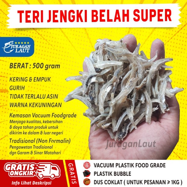 

Ikan Teri Jengki Belah Kering Asin Super Enak Gurih 500gr