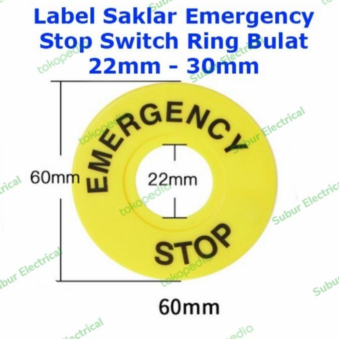 

Baru !!! Name Plate Label Emergency Stop 22Mm