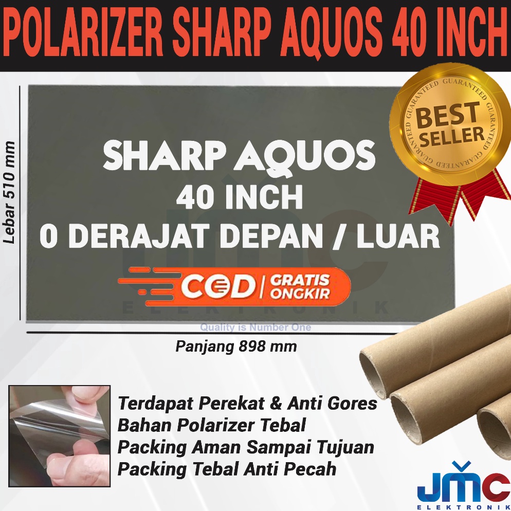 RECOMENDED POLARIS LCD TV SHARP AQUOS 40 INCH 0 DERAJAT LAPISAN DEPAN POLARIZER POLARIZED SHARP 40" 