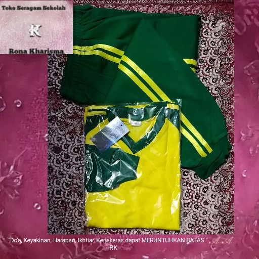 SETELAN BAJU OLAHRAGA WARNA HIJAU+KUNING