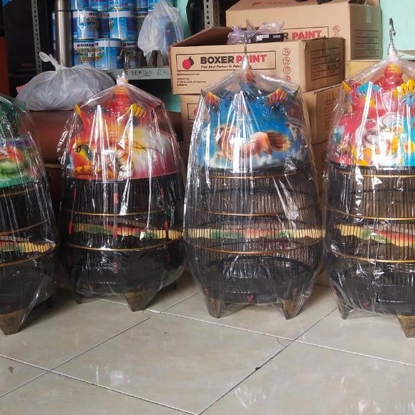 SANGKAR BURUNG PERKUTUT GAMBAR MODEL KATES FIBER BAHAN KUAT