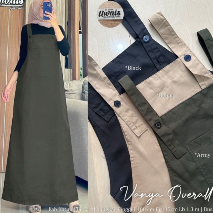 (40G✎✂ VANYA OVERAL WANITA POLOS KATUN FIT XL BY UWAIS X-54