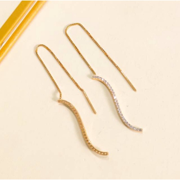 ✨Termurah Anting Ubs Model Listring Panjang Elegant Emas Asli Terbatas