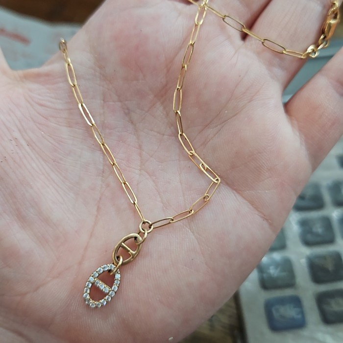 ✨Sale Kalung Polos Syahnaz Nori Longkap Lebar Paperclip Emas Asli 375 8K Diskon