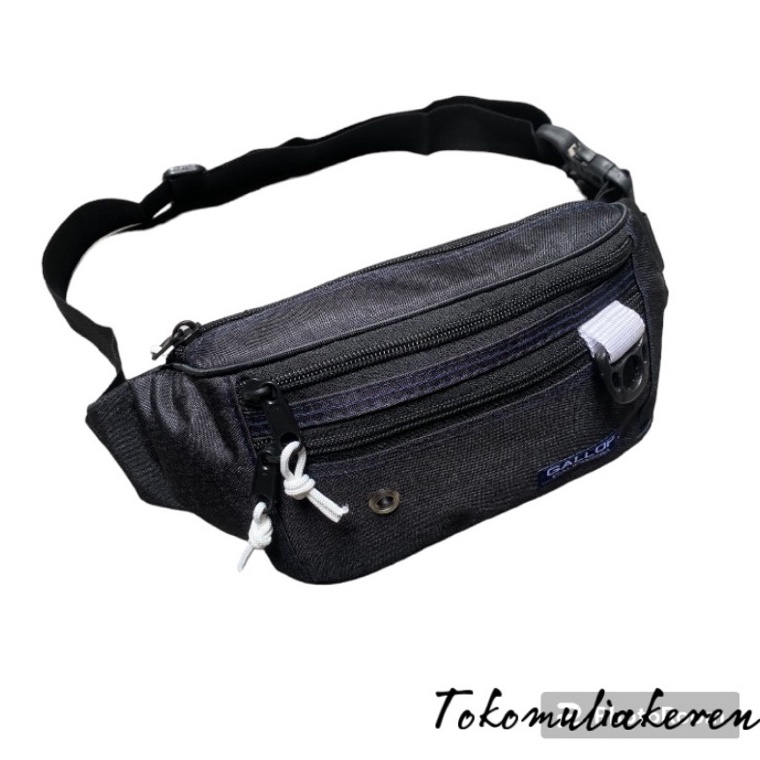 ♧EVOS♢♥ Tas Waist Bag Pria Denim / Tas selempang pria model terbaru V-29