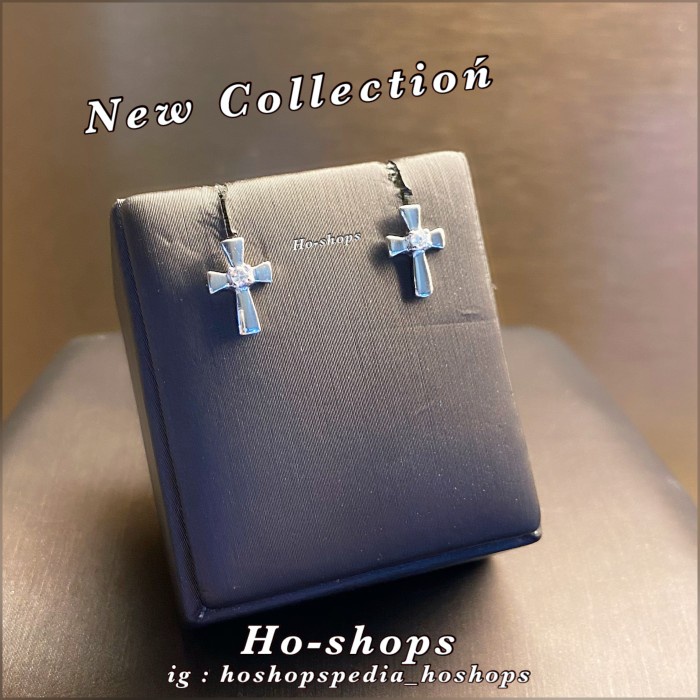 ✨Ori Giwang / Anting Salib Mas Putih Kadar 750 Asli Emas Bisa Sameday