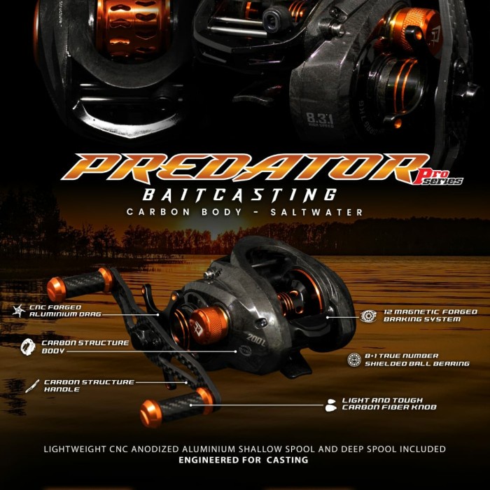 [New Ori] Reel Pancing Baitcasting Daido Predator Pro Series 200L Berkualitas