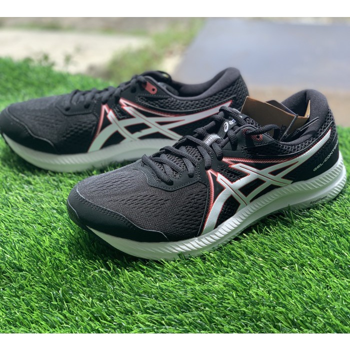 [Best Seller] Sepatu Asics Tiger Gel Content 7 Running Black Red 2021 Original Bisa Gojek