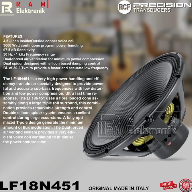 Speaker RCF LF18N451 Komponen 18 Inch Original Made In Italy