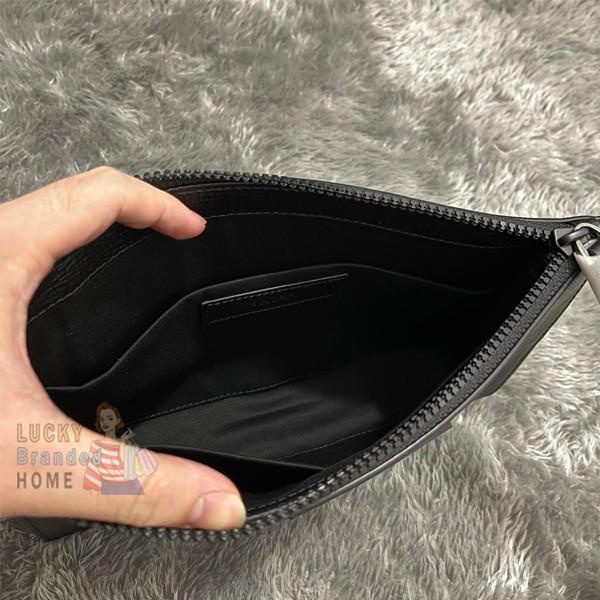 Tas Bally Coated Canvas Clutch Bag In Black 100% Original Bally