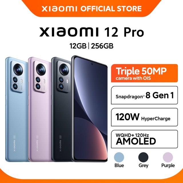 Official Xiaomi 12 Pro (12/256GB) Snapdragon® 8 Gen 1 50MP Triple Kamera Layar AMOLED WQHD+ 6,73