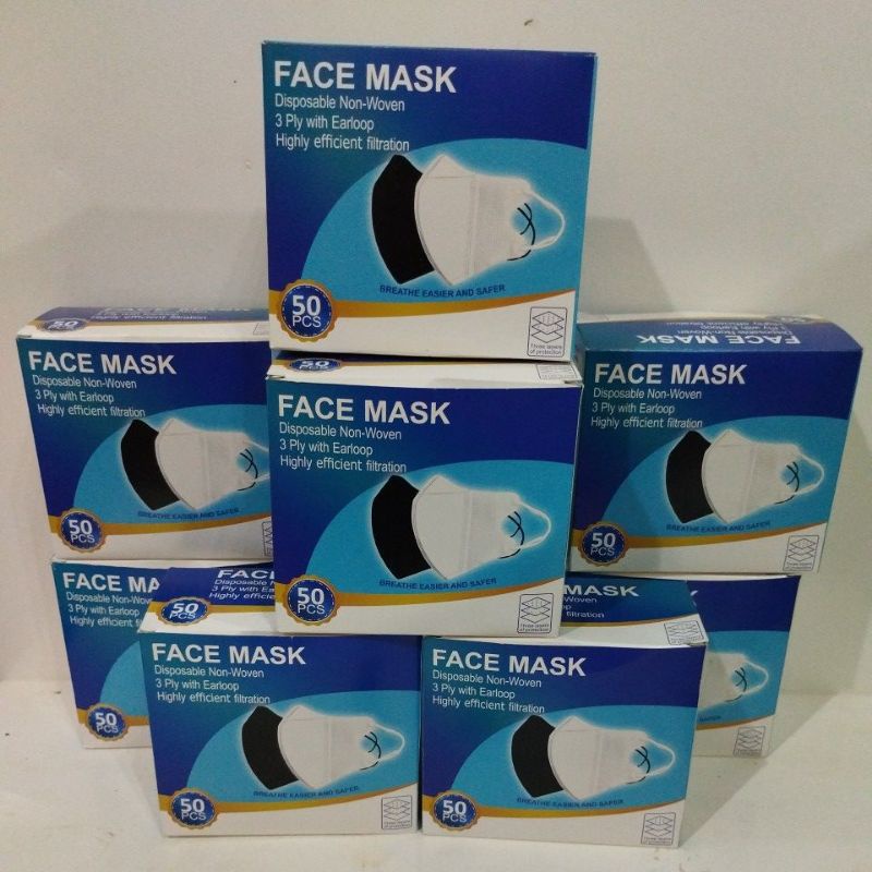 PAKET USAHA 10BOX MASKER DUCKBILL HITAM  PUTIH ISI 500PCS MASKER
