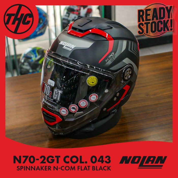 [New Ori] Nolan N70-2 Gt Col. 043 Spinnaker N-Com Flat Black Helm Cross Over Sni Diskon