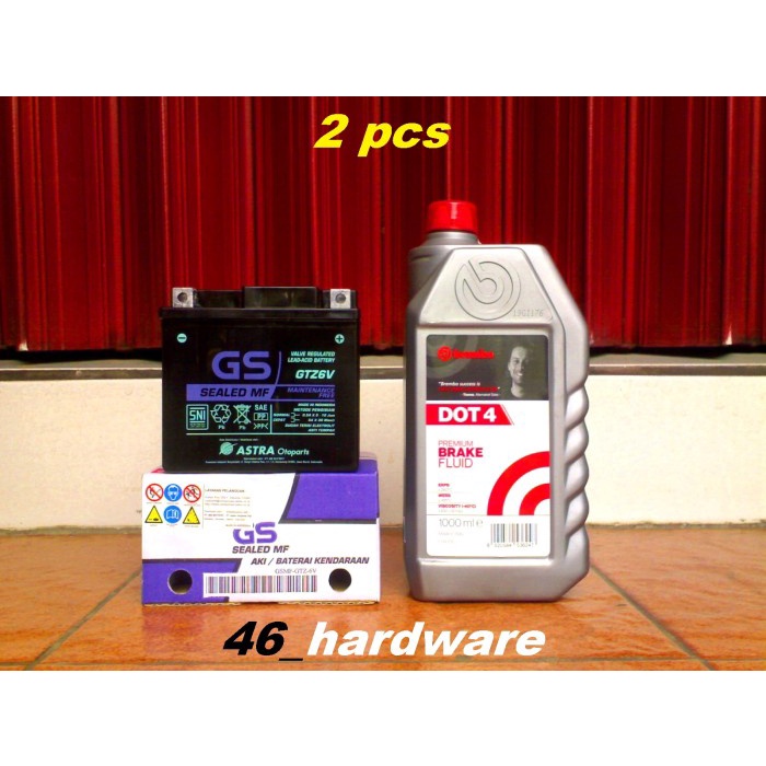 ✨New Aki Gs Sealed Mf Gtz6V 12V 5Ah Brembo Dot 4 Brake Vario Pcx Adv Fu Gsx Limited