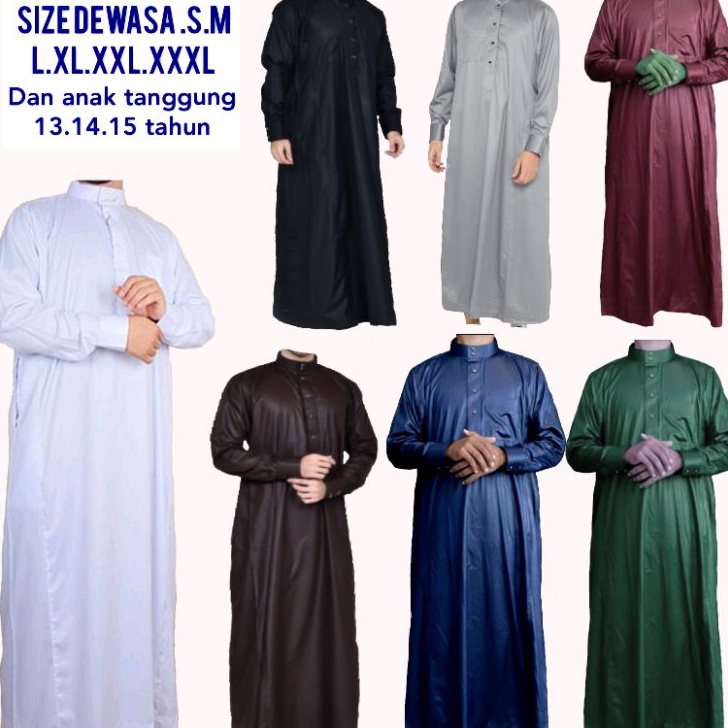 [✤yonGI] jubah MANSET gamis pria jubah haromain gamis laki laki manset jubah arab gamis arab V-29