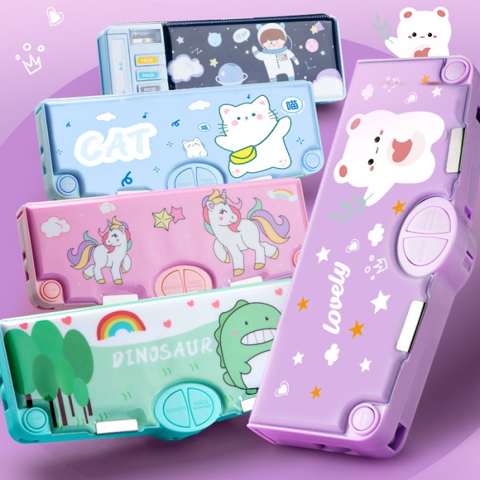 

KOTAK PENSIL TOMBOL MULTIFUNGSI ISI GUNTING SELOTIP MOTIF UNICORN DINO