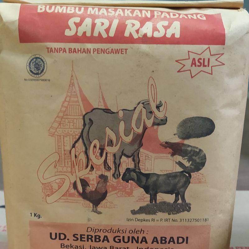 BUMBU MASAKAN PADANG SARI RASA 1kg - Bumbu Kering Instant - Bumbu Rendang - Bumbu Gulai - Bumbu