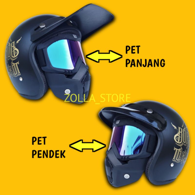 Helm Bogo KACAMATA GOOGLEMASK Helem Retro Kaca Google Untuk Touring klx trail cross crf Pria Wanita
