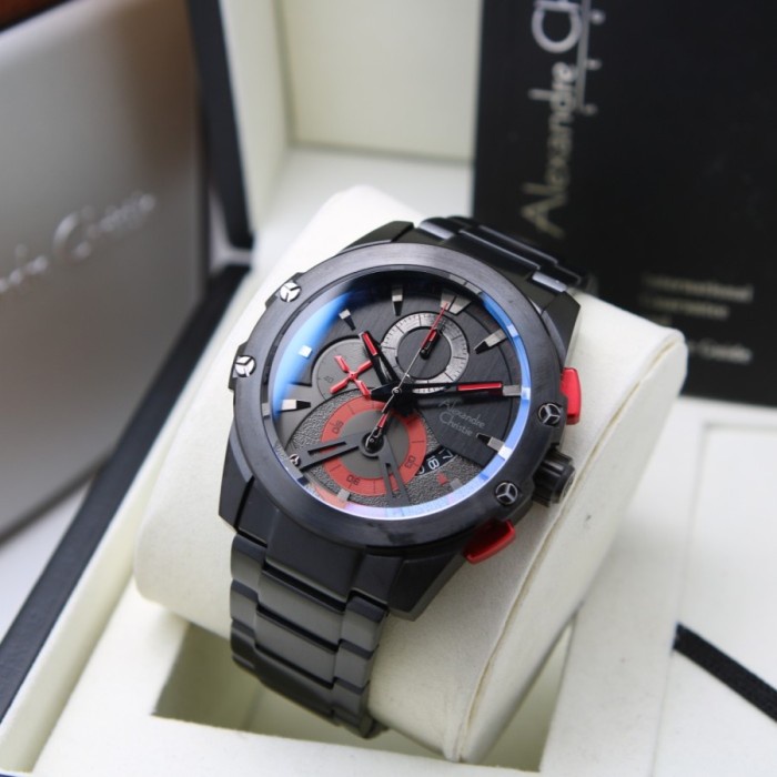 ✅Ori Alexandre Christie Ac 6607 Ac6607 Black Red Pria Original Garansi 1Thn Bisa Gojek