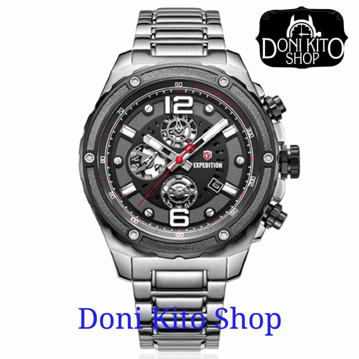 ✅Ori Jam Tangan Pria Original Expedition E-6732 Silver Black Diskon