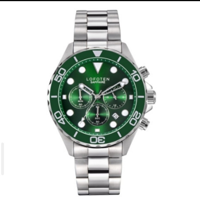 ✅Ori Jam Tangan Pria Lofoten F6521 Silver Green Rantai Original Diskon